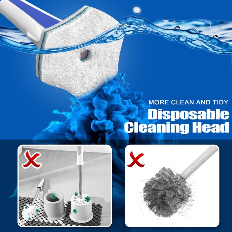 JEHONN Disposable Toilet Brush with 48 Wand Cleaner Refills  Wall Mounted Toilet Bowl Brush Holder Set  Bathroom Cleaning System for Sink Bathtub Wash Basin (Blue) - Image 2